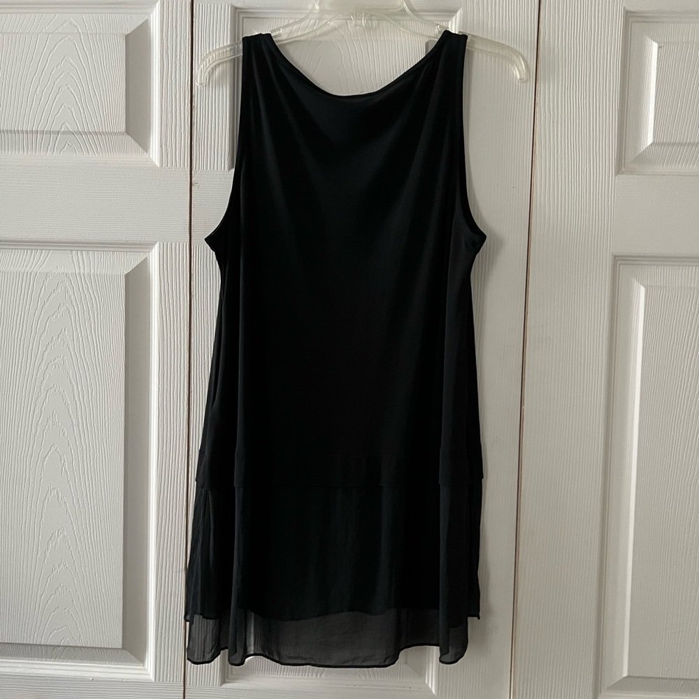 EUC — Eileen Fisher 100% Silk Sleeveless Black Layered Bateau Neck Tunic - Picture 9 of 10